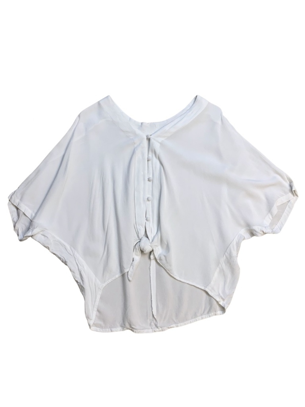 2/$30 Sim & Sam Flowy White Blouse Medium Tie Front